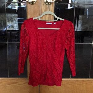 New York & Company red lace top